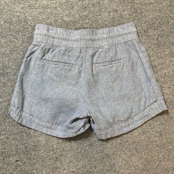 Athleta Shorts Womens 0 Blue Cabo Linen Chambray Elastic Waist Drawcord Pocket - Picture 7 of 11